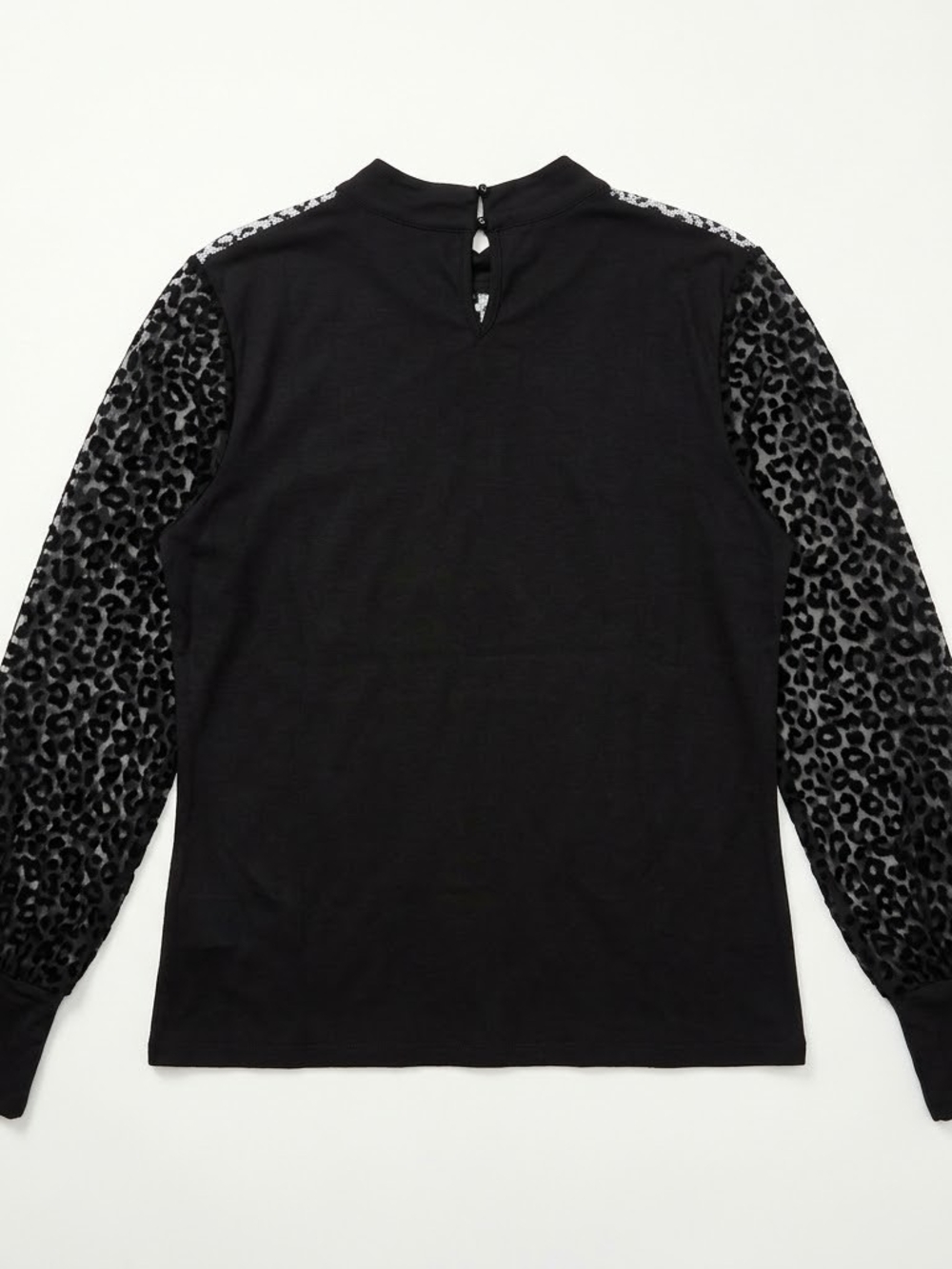 VENUS Black Leopard Mesh Yoke Long Sleeve Top Womens 1X #24 - Picture 2 of 6